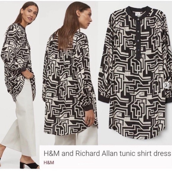 Richard Allen x H&M geometric tunic shirt dress - Picture 3 of 3